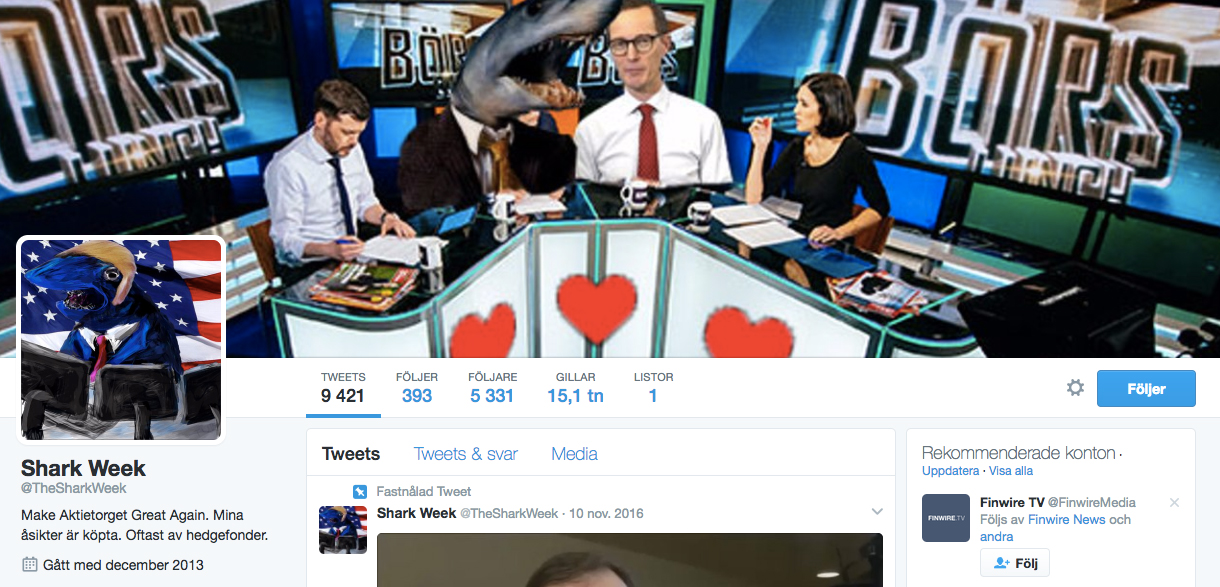 Månadens Twitterprofil: Börsvärlden möter Volume Profile-tradern och ”memes-proffset” Shark Week